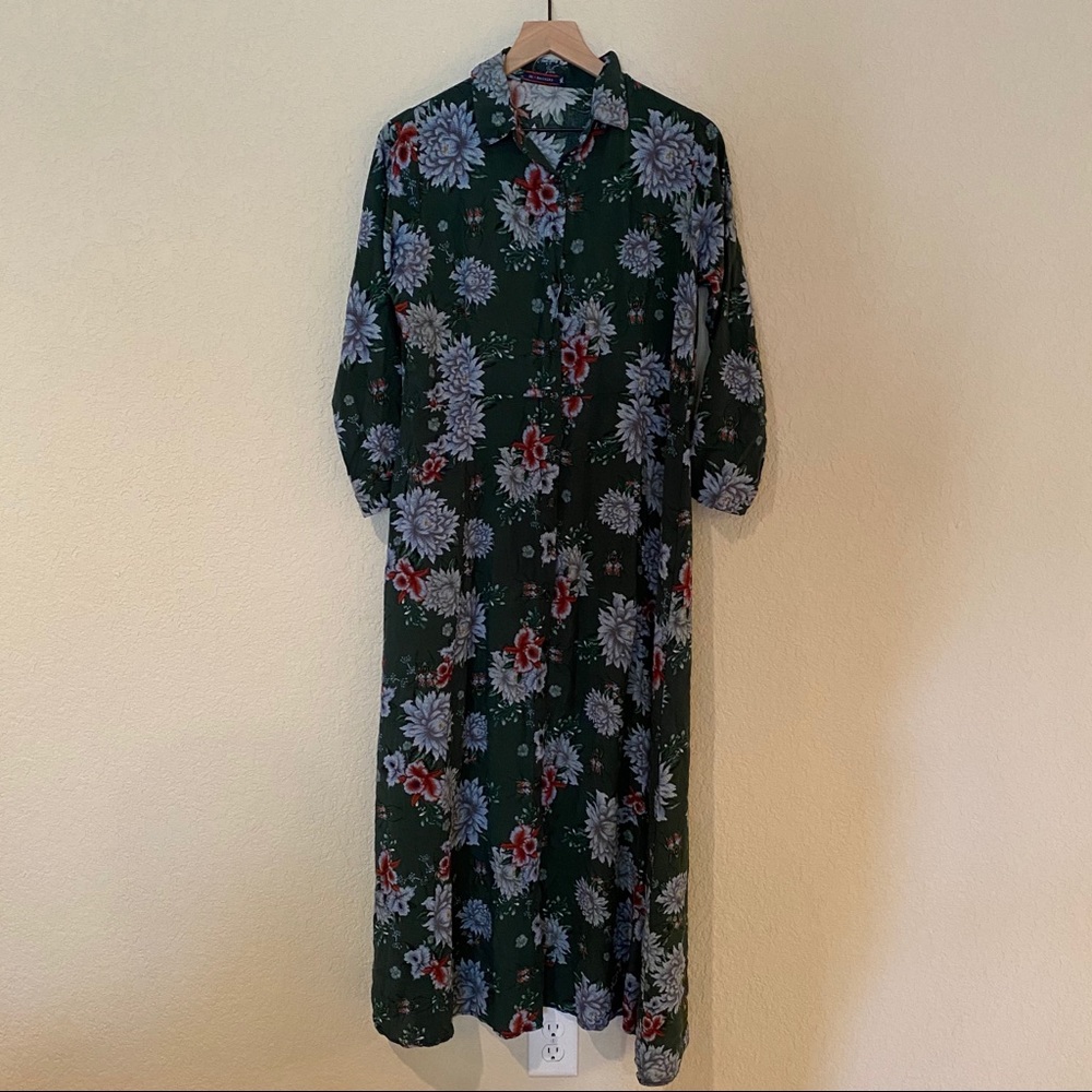 De Backers Dark Green Floral Maxi Dress XL